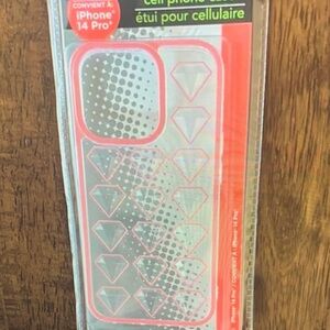 Beige by eci Diamond Pattern iPhone 14 Pro Case - Pink and Gray